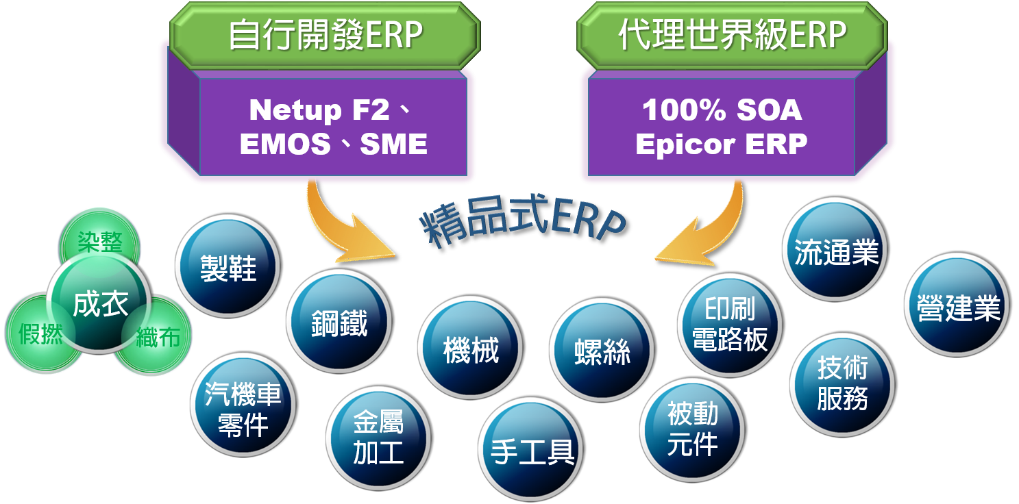 專業知識領域的細業別ERP